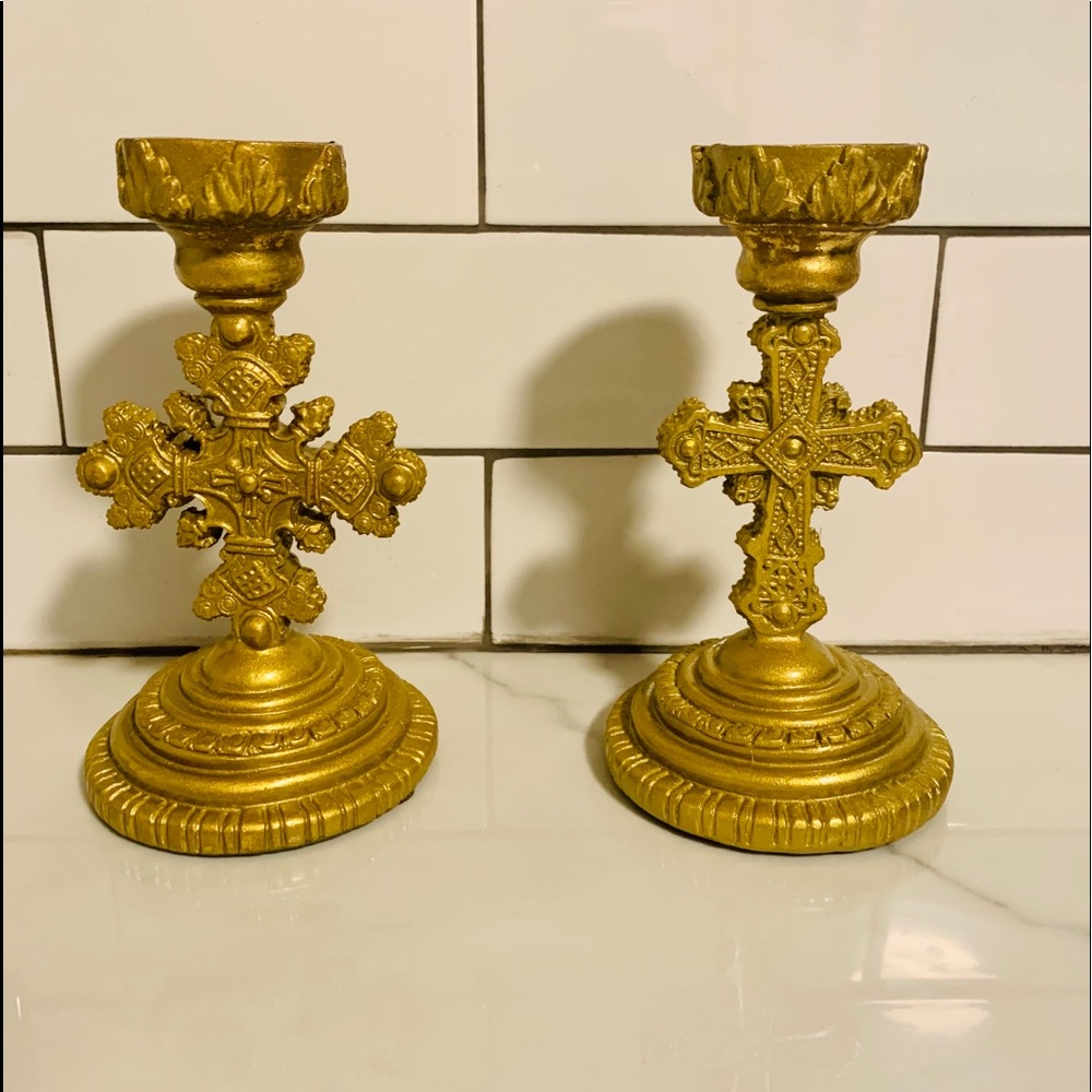 Gold candle holders